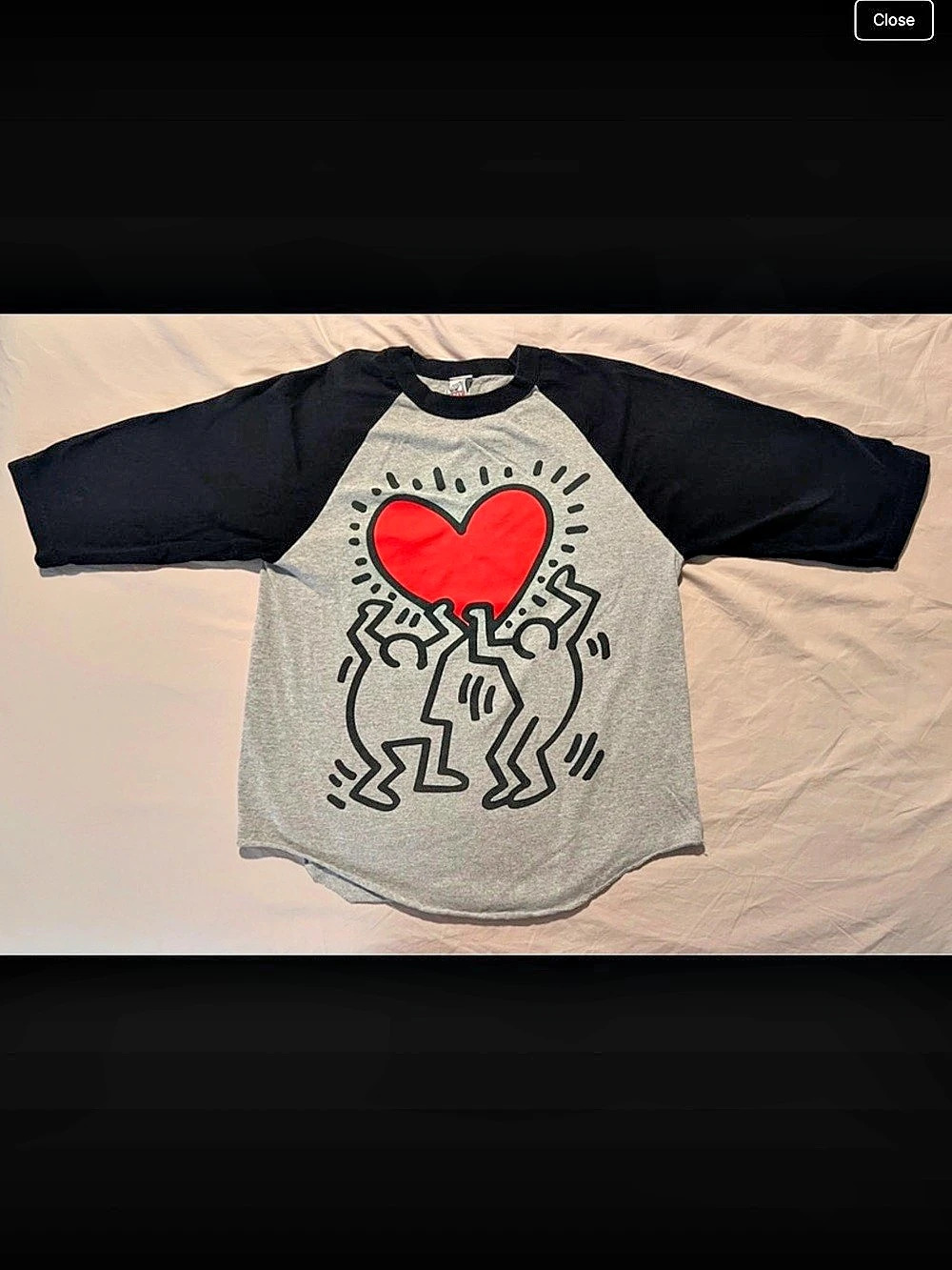 Obey Color Block Graphic Raglan Tee Gray & Black Medium